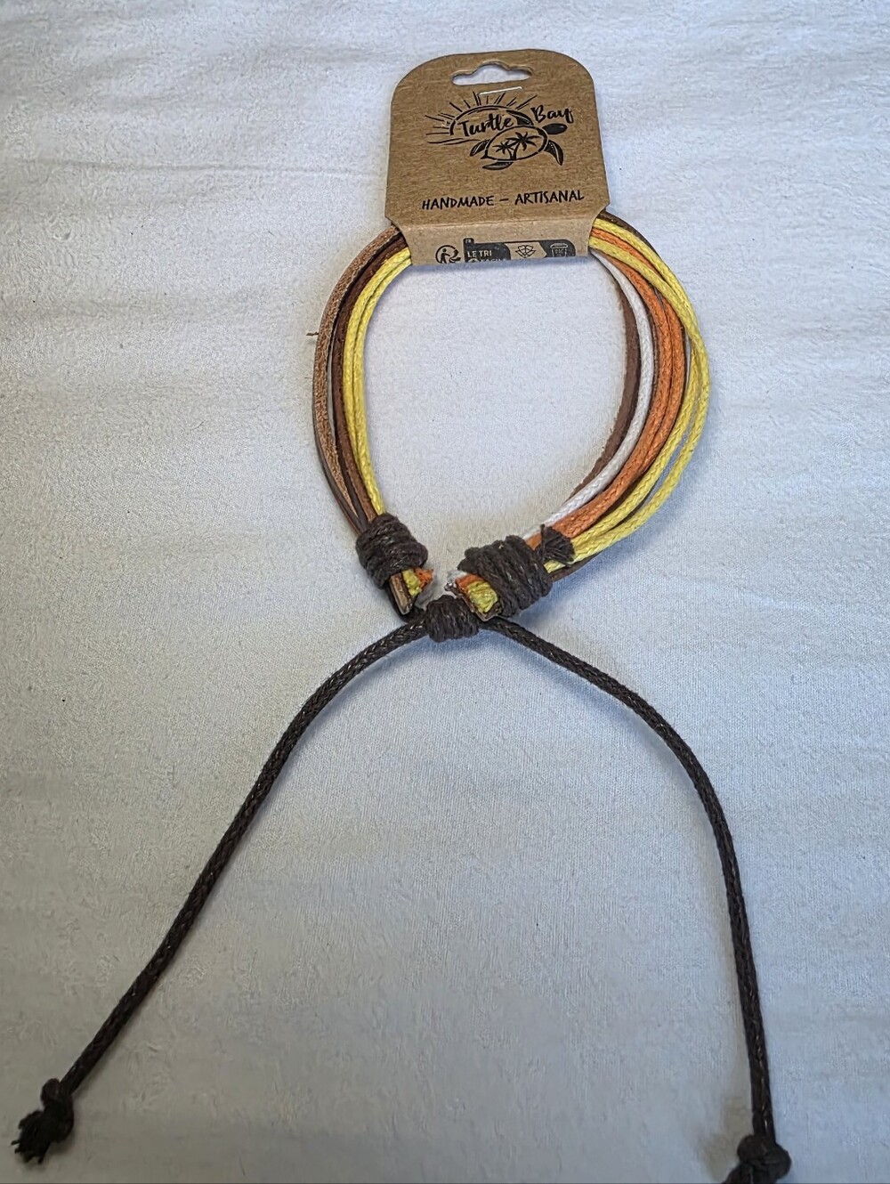 Turtle Bay Handmade Orange, Yellow And Brown Multistrand Leather Bracelet NWT